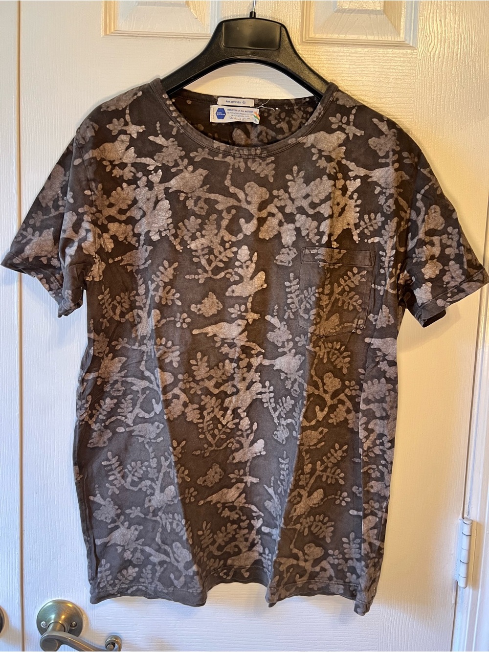 Women's Short-Sleeve 100% Cotton Pocket Tee - Black/Gray